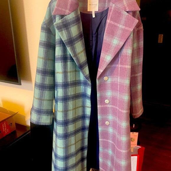 Avec Les Filles Jackets & Blazers - Avec Les Filles Plaid Block Longline Coat - L